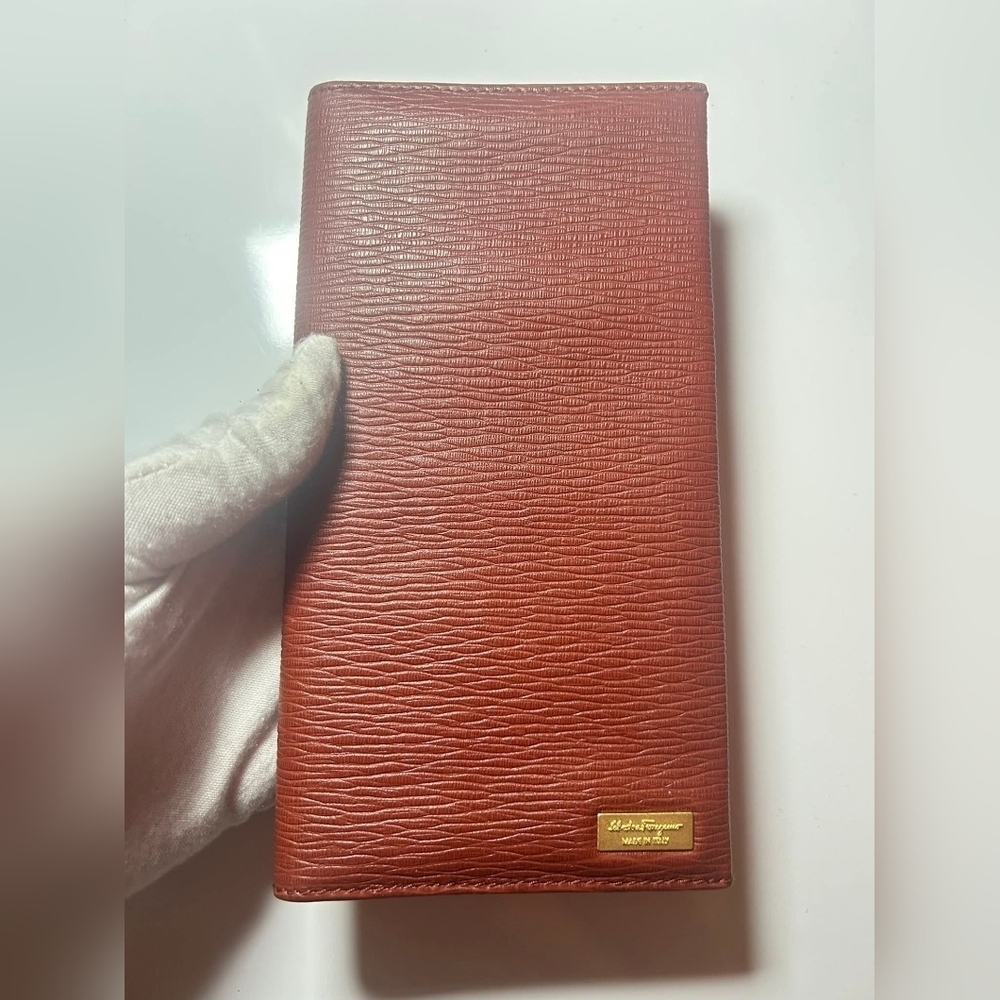 Salvatore Ferragamo Brown Leather Long Wallet NWOT